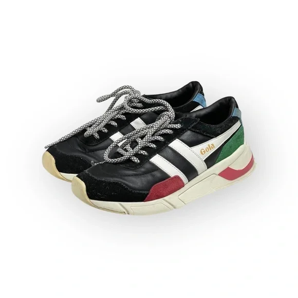 Gola aso Free People ψ Eclipse Trident Comfort Trainers Suede Sneakers ψ Black - Picture 7 of 16